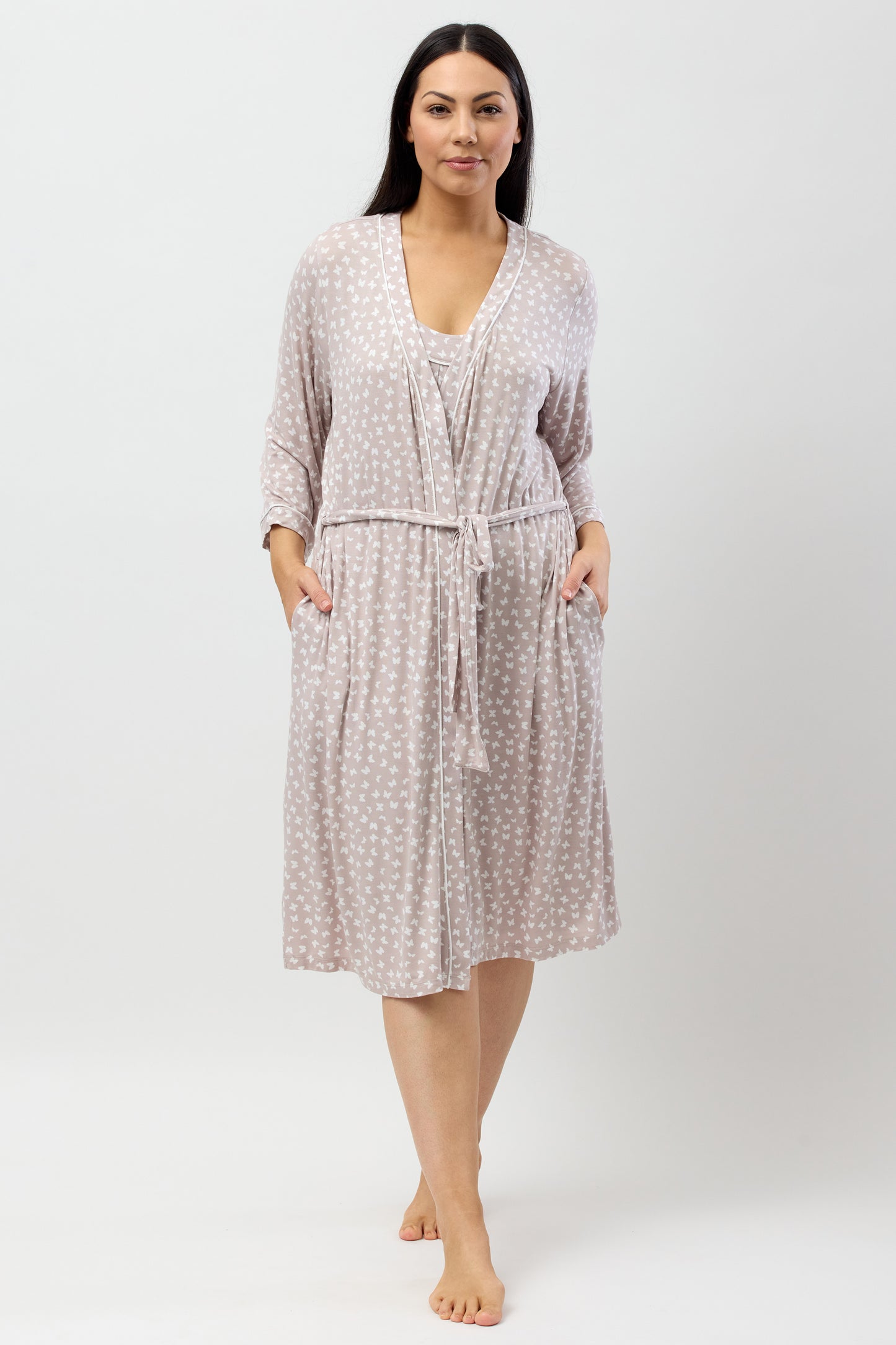 BUTTERFLY PIPING ROBE MINK - Y835BF