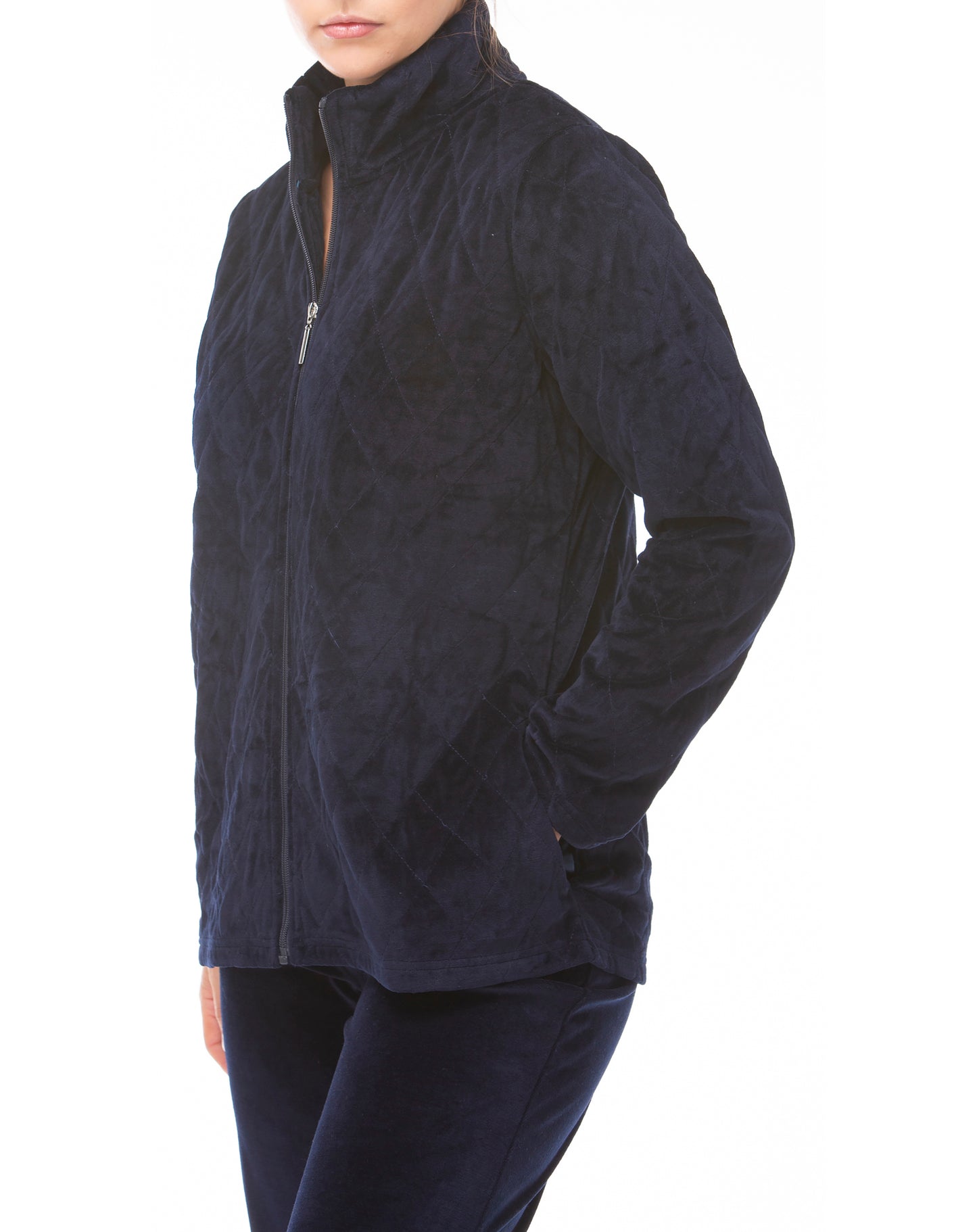 VELOUR ZIP JACKET NAVY - Y104