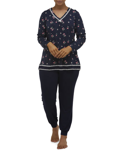 FLORAL PJ SET NAVY - Y213