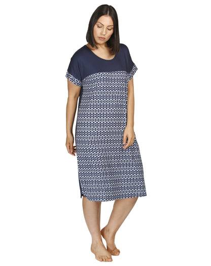 IKAT SPLICED NIGHTIE NAVY - Y301I