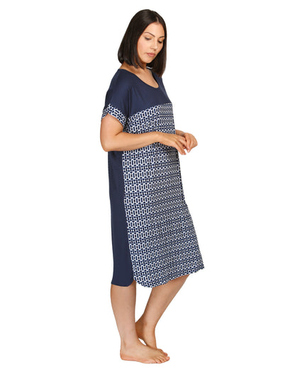 IKAT SPLICED NIGHTIE NAVY - Y301I