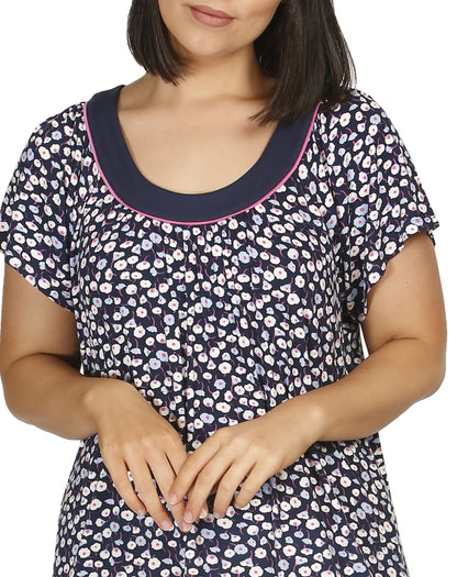 TULIP SPLICED NIGHTIE NAVY - Y304T