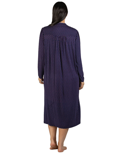 WINTER DAISY MANDARIN DRESS NAVY - Y321WD