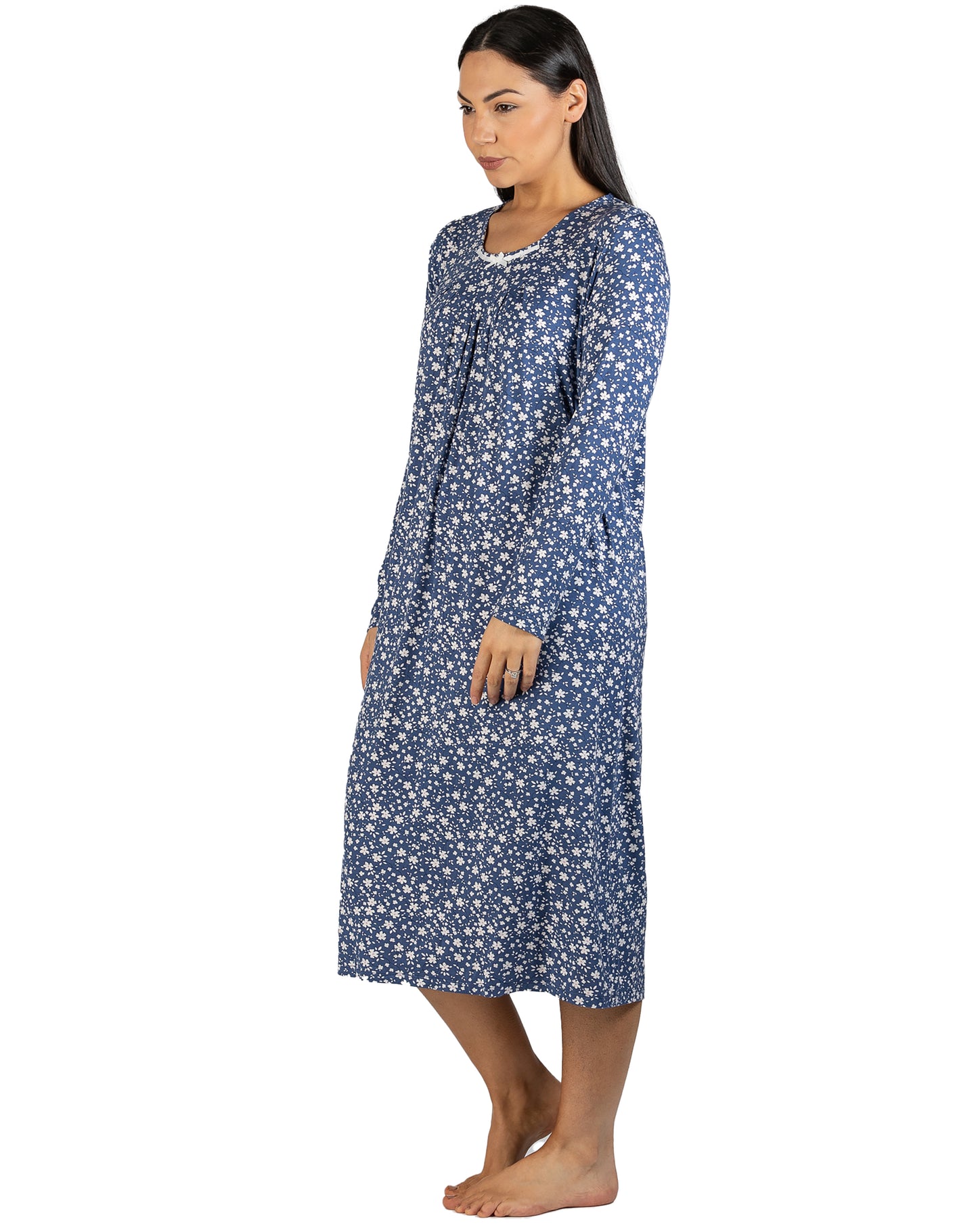 DITSY GROSGRAIN NIGHTIE STEEL BLUE - Y324DF