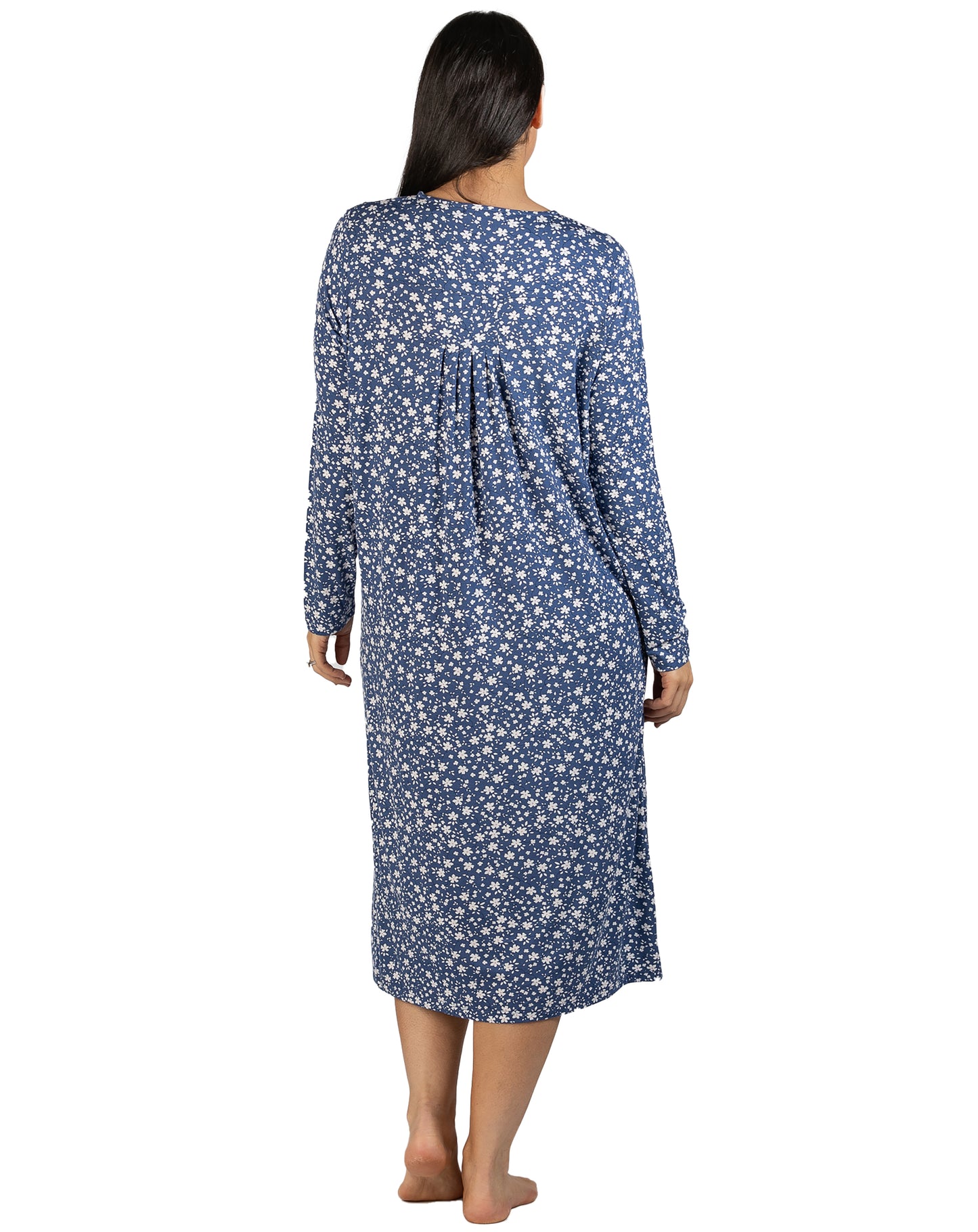 DITSY GROSGRAIN NIGHTIE STEEL BLUE - Y324DF