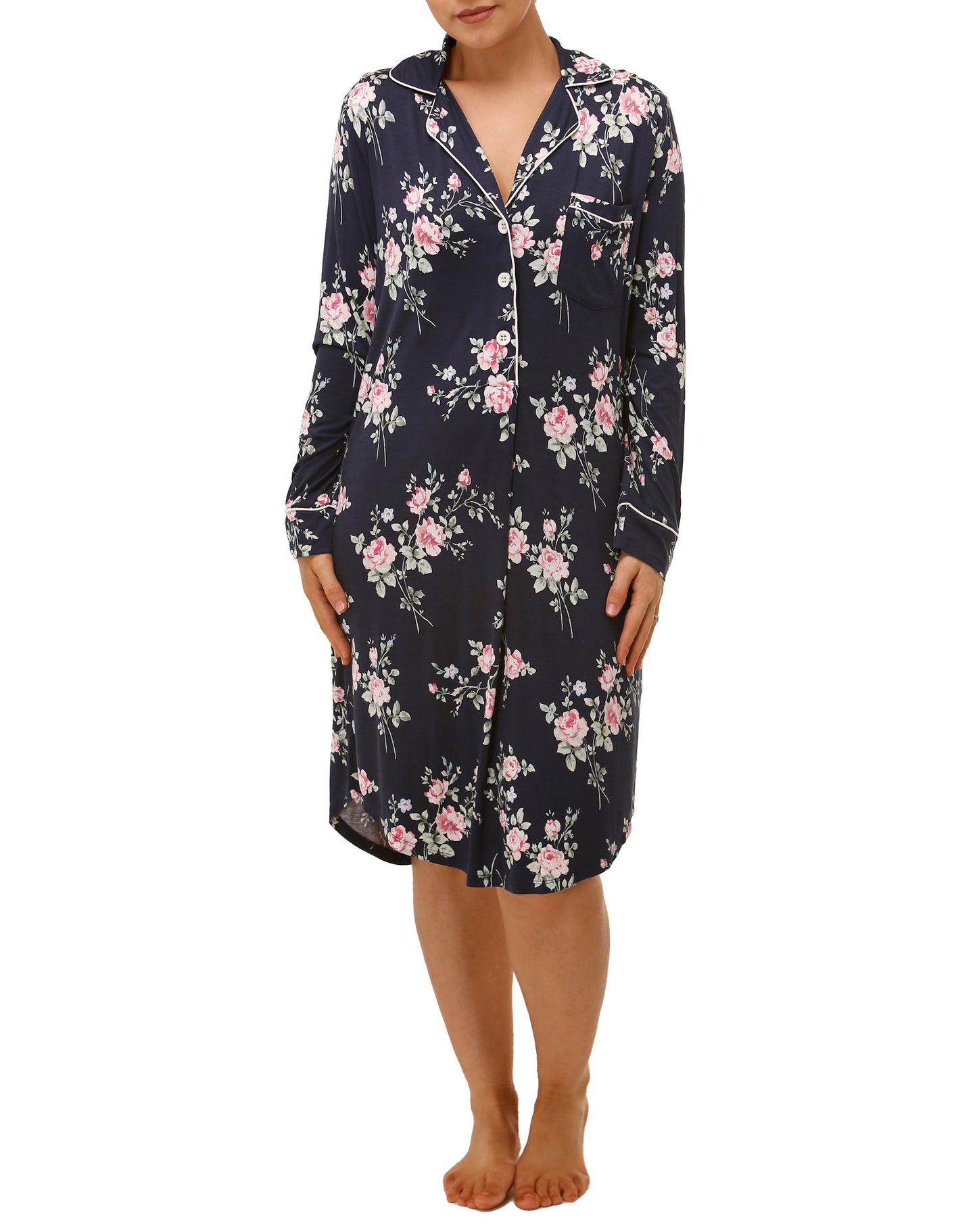 ROSE GARDEN NIGHTSHIRT NAVY - Y386