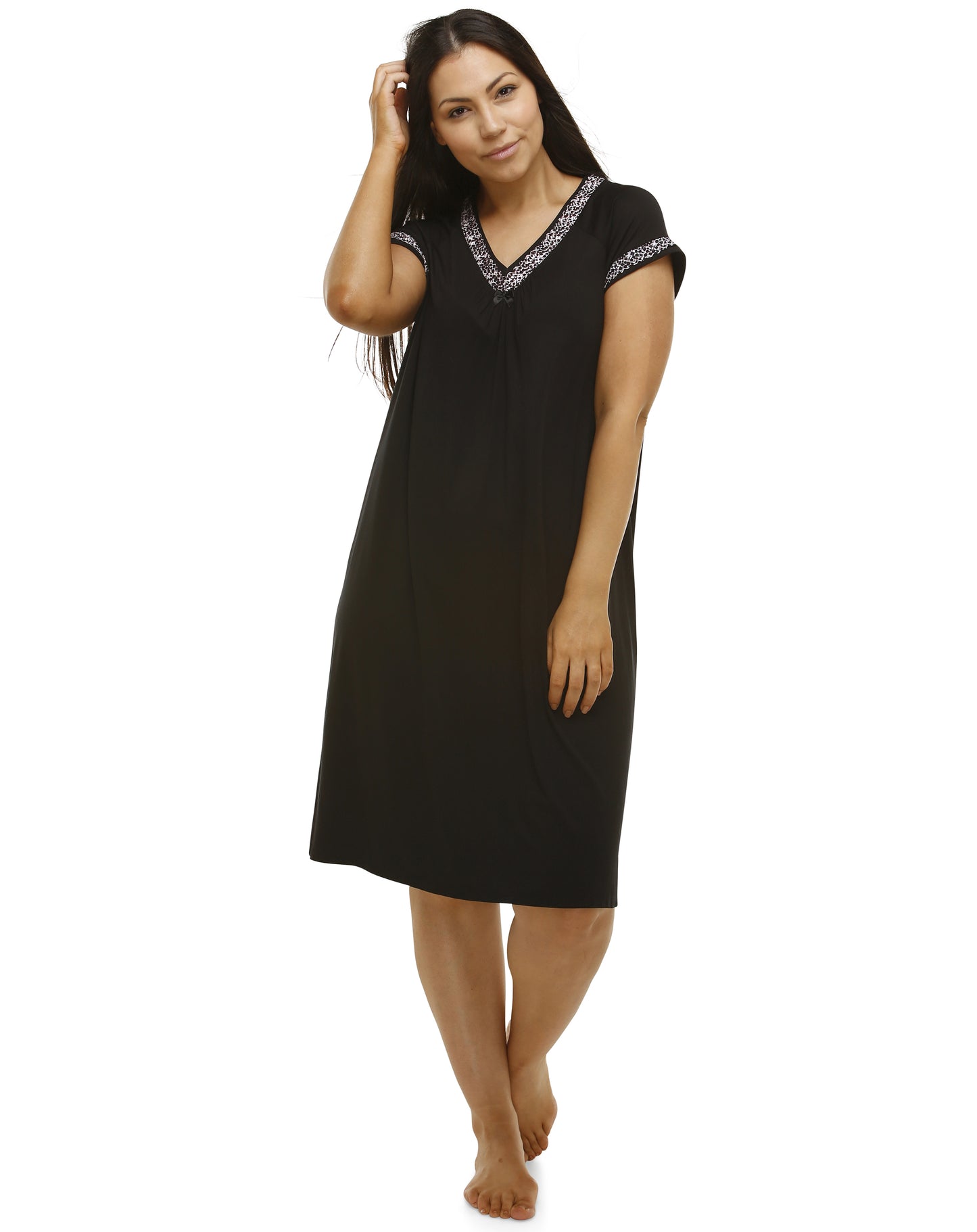 CAP SLEEVE NIGHTIE BLACK - Y441