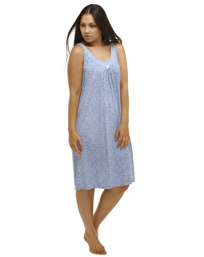 YUU SLEEVELESS DITSY NIGHTIE BLUE BELL - Y448