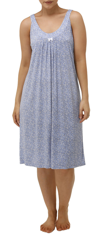 YUU SLEEVELESS DITSY NIGHTIE BLUE BELL - Y448