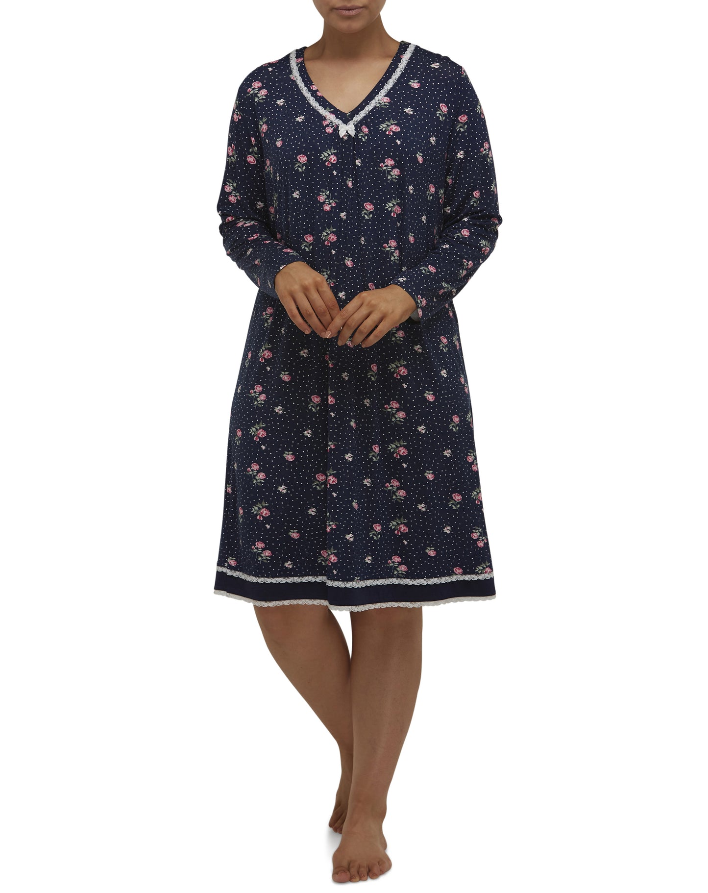 FLORAL NIGHTIE NAVY - Y681