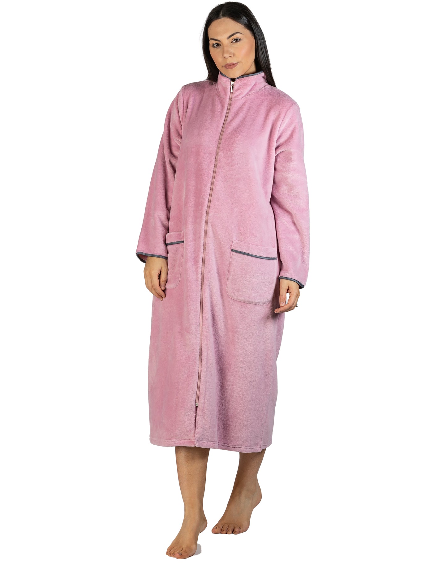 SATIN ZIP ROBE BLUSH - Y801