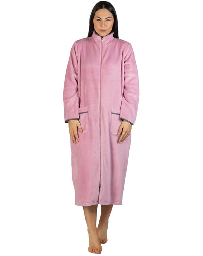 SATIN ZIP ROBE BLUSH - Y801