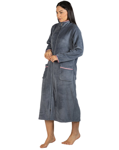 SATIN ZIP ROBE SLATE - Y801