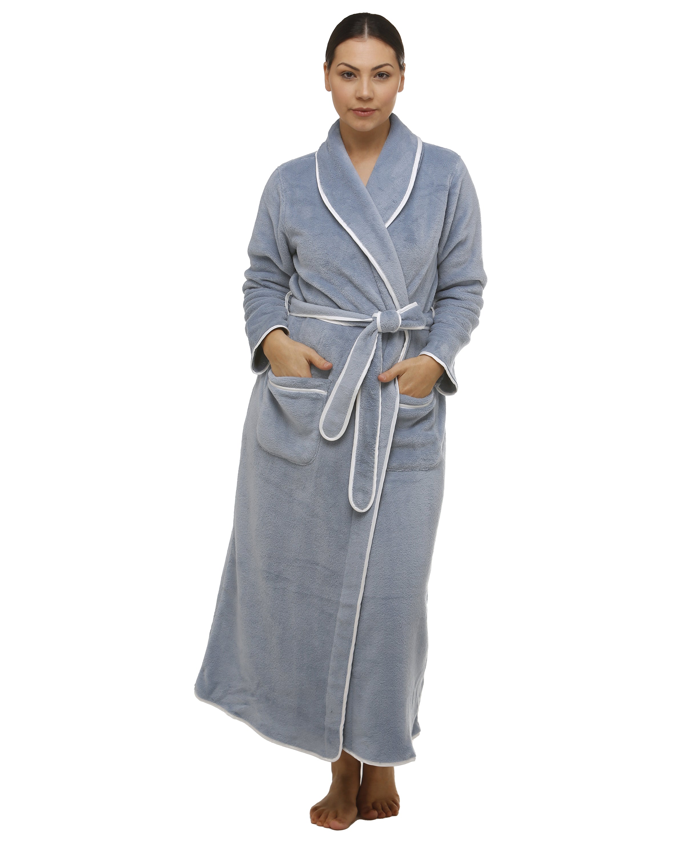 SATIN TRIM ROBE STORM BLUE - Y806 – Yuu Sleepwear
