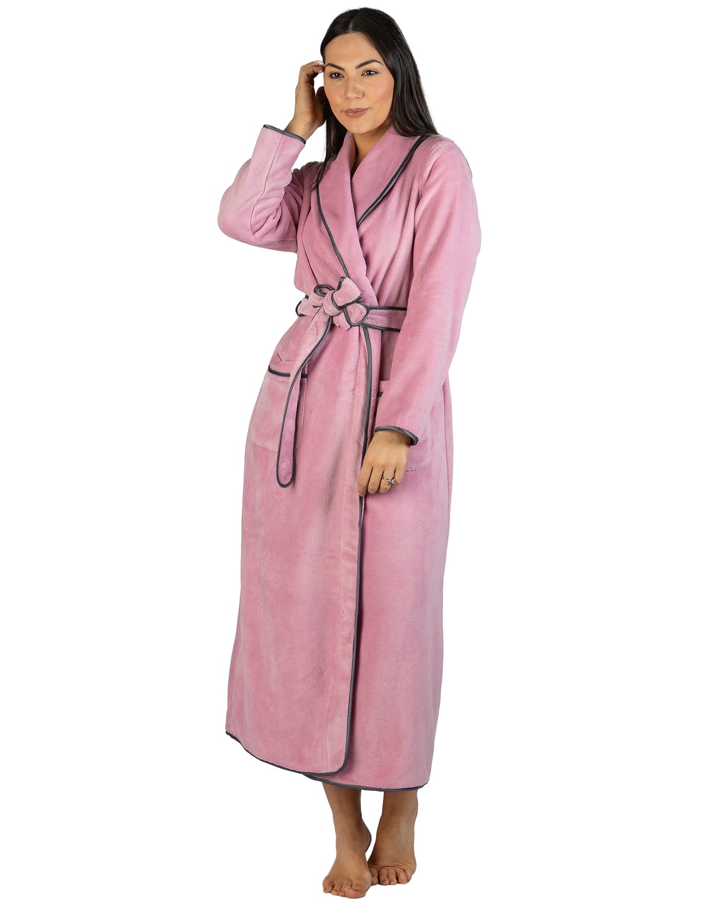 SATIN TRIM ROBE BLUSH - Y806