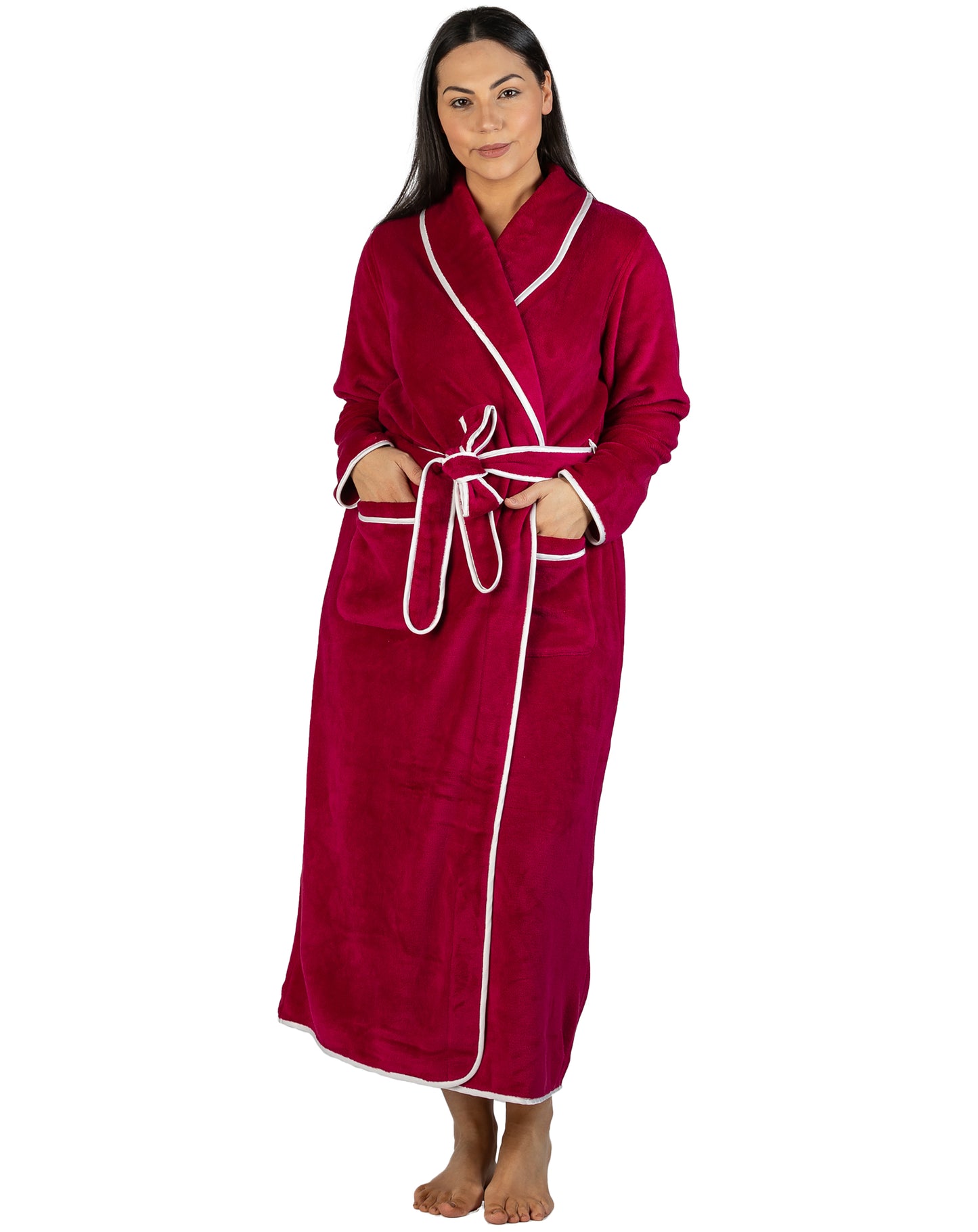 SATIN TRIM ROBE CHERRY - Y806