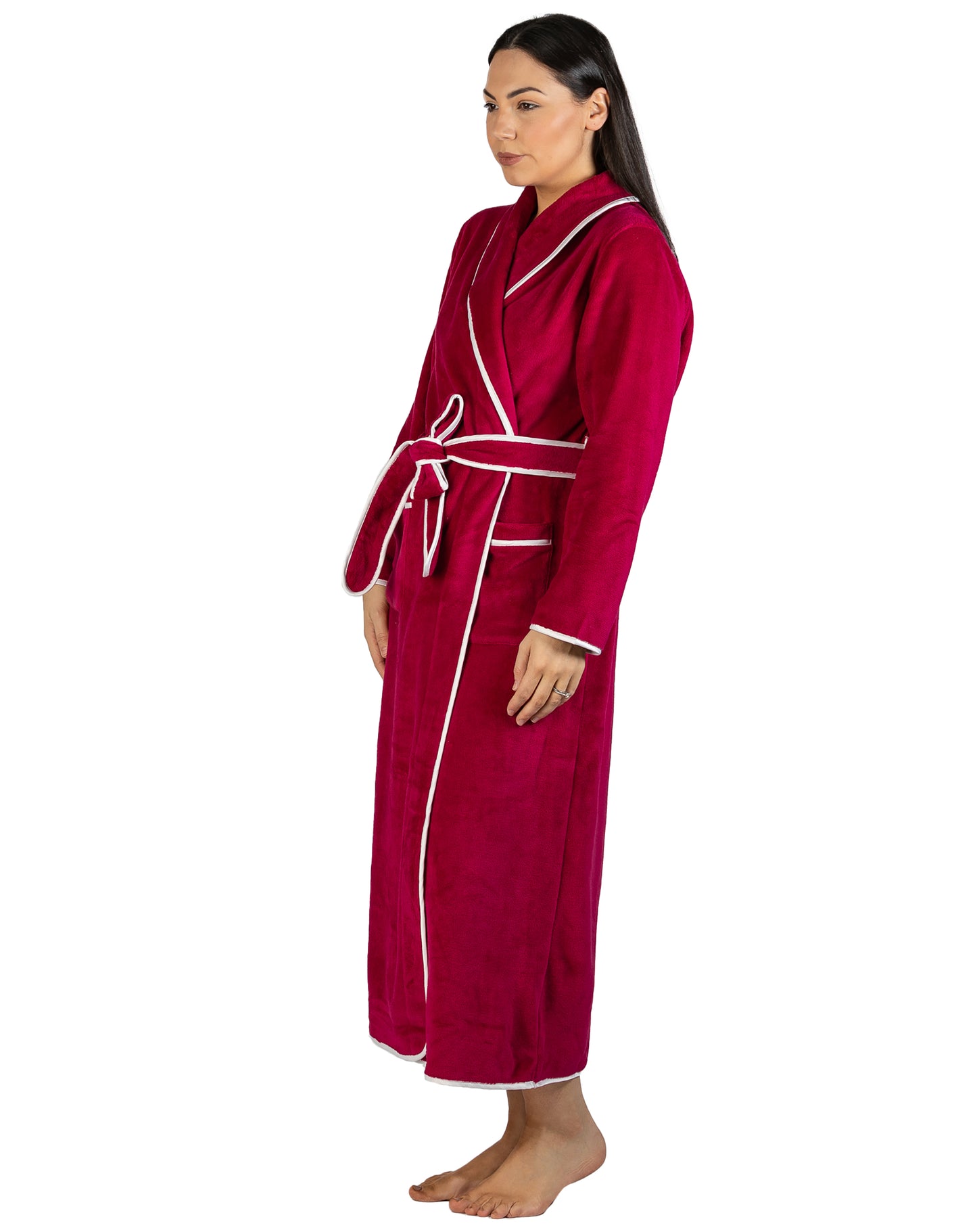 SATIN TRIM ROBE CHERRY - Y806