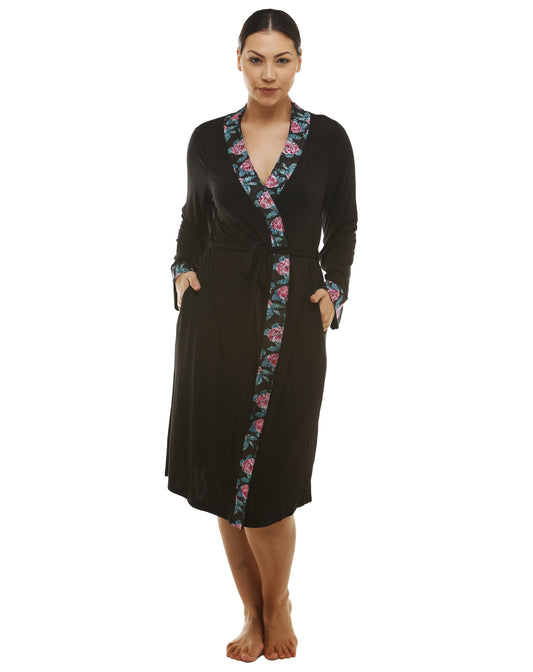 ROSE LACE ROBE BLACK - Y833