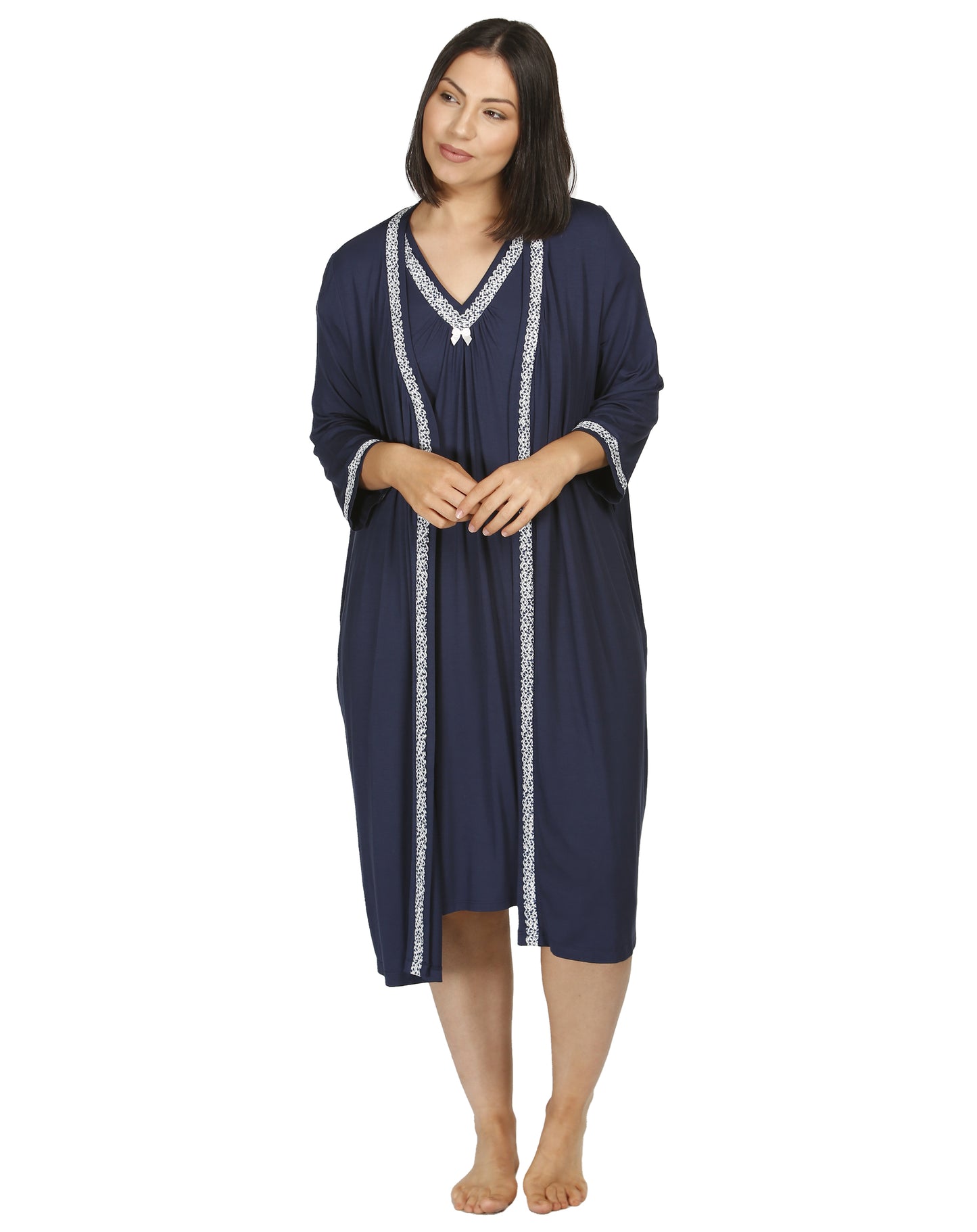 CONFETTI LACE ROBE NAVY - Y834C